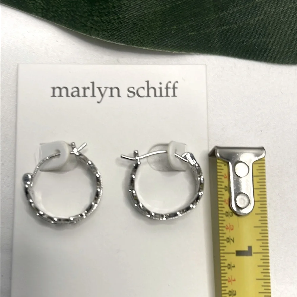 Marlyn Schiff Silver Leaf Hoop Earrings NWT